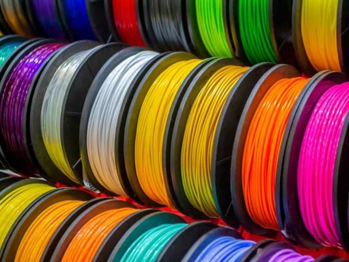 3d printer filament in multiple bright colors