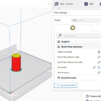 cura slicer and brim raft settings for cylinder