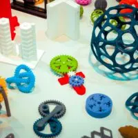 different 3d printed objects in multiple colors